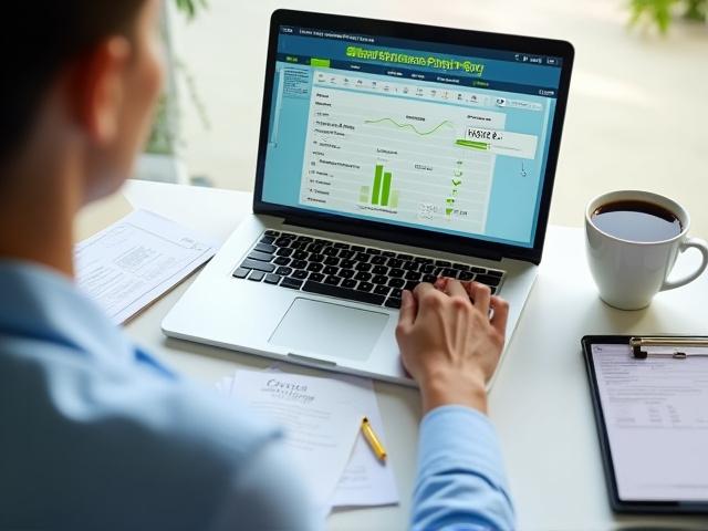 Person using a financial planning application on a laptop